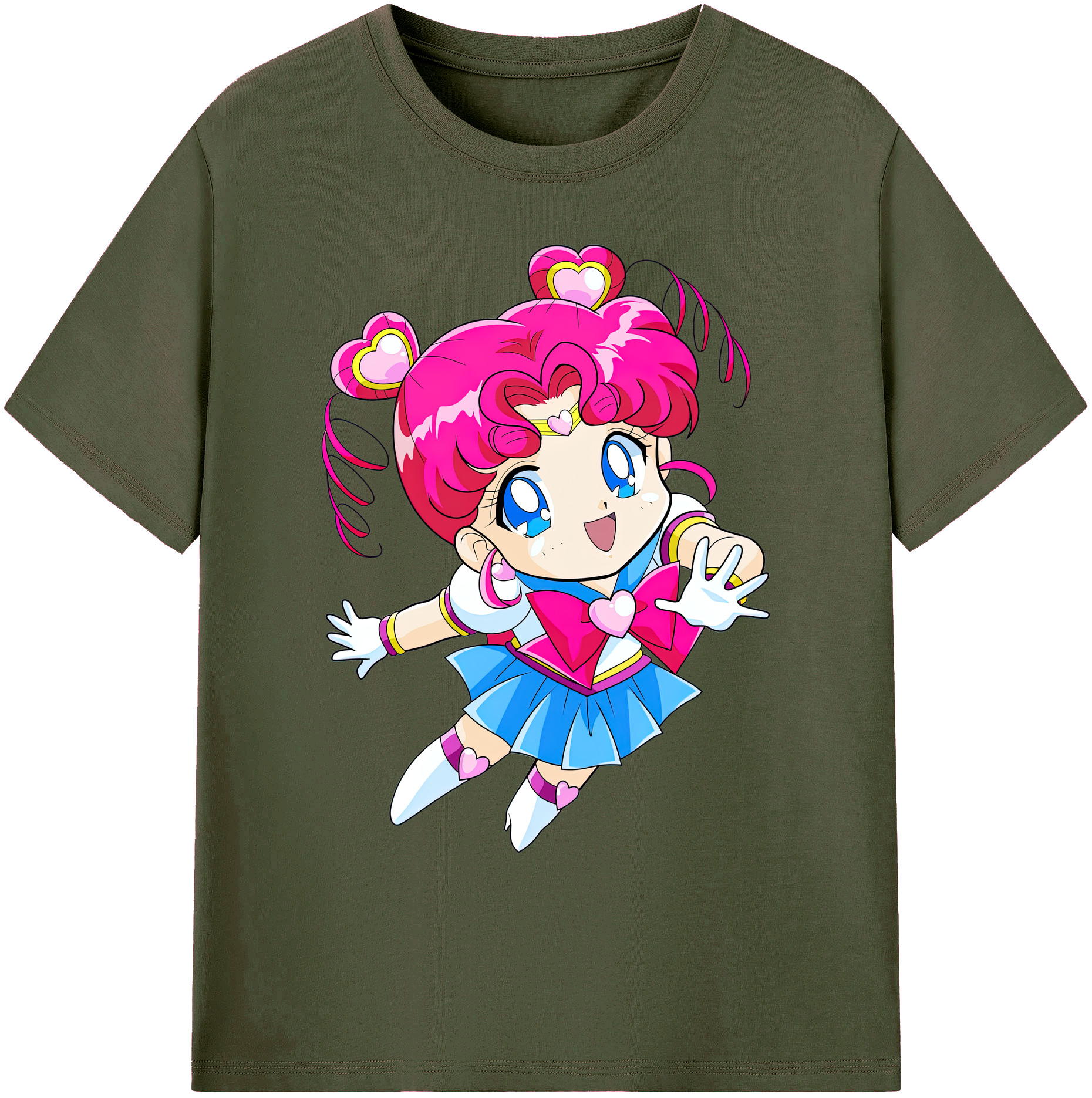 （画像用） 美少女戦士セーラームーン ちびうさ Sailor Moon Chibiusa Tsukino Usagi Small Lady Serenity 綿100％ メンズ半袖Tシャツ｜肌触りやわらか＆通気性